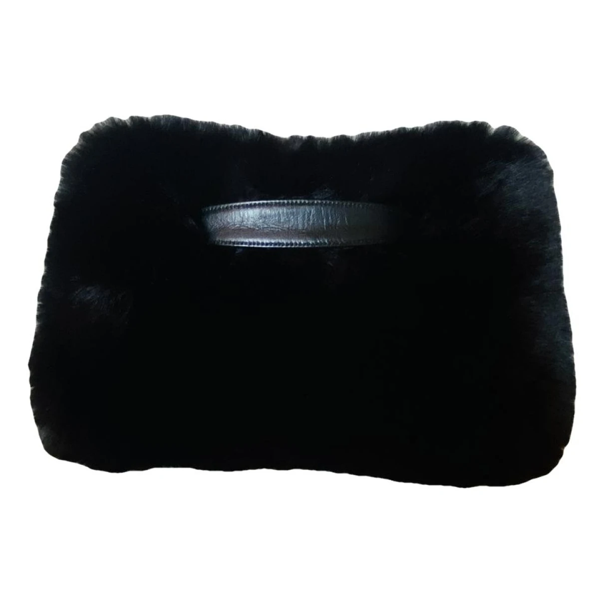 Pre-owned Jimmy Choo Vegan Leather Clutch Bag In Black