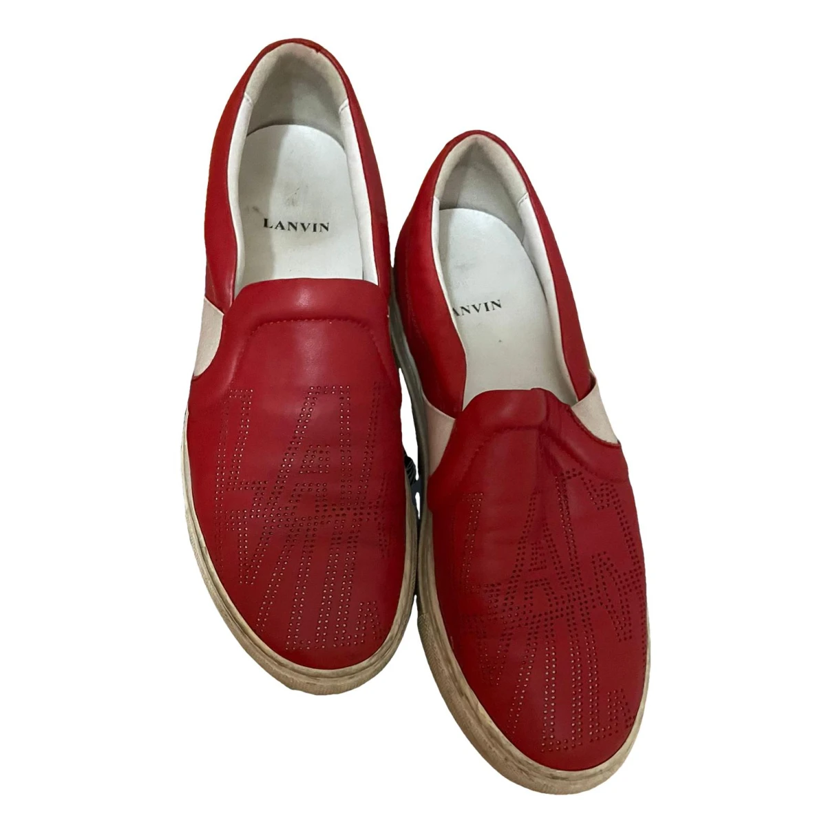 Pre-owned Lanvin Leather Trainers In Red