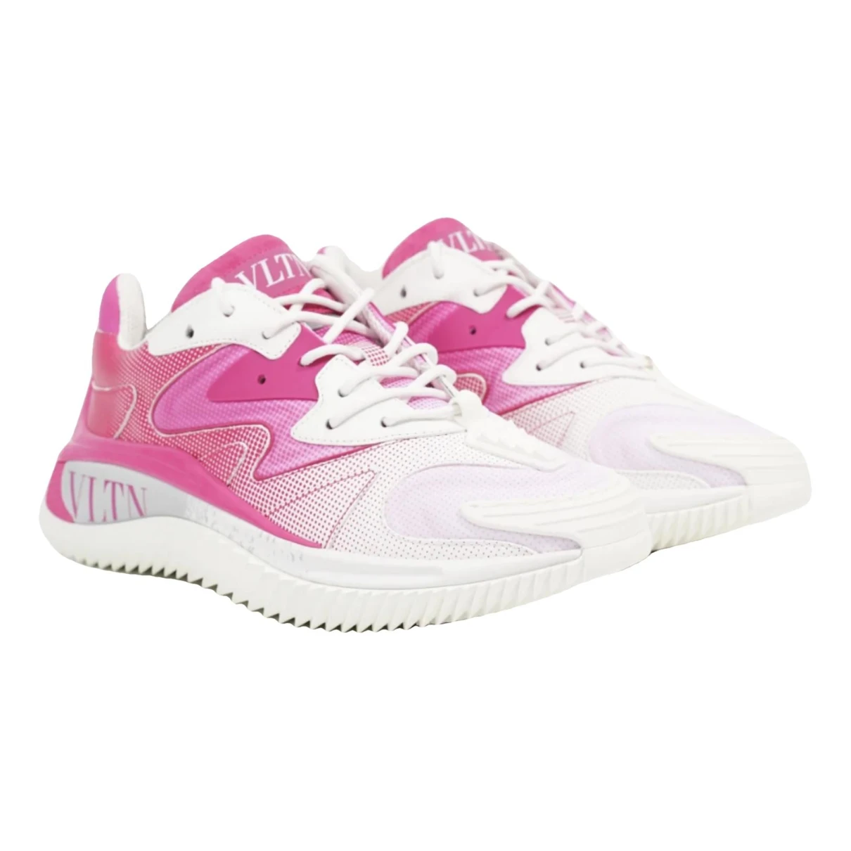 Pre-owned Valentino Garavani Leather Trainers In Pink
