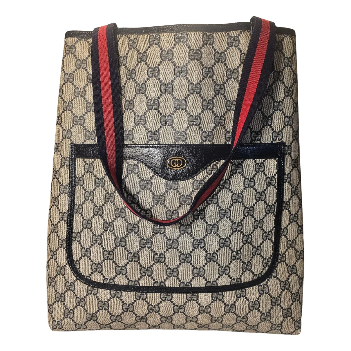 Pre-owned Gucci Ophidia Shopping Leather Tote In Navy