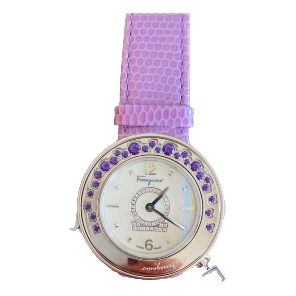 Pre-owned Ferragamo Silver Watch In Purple