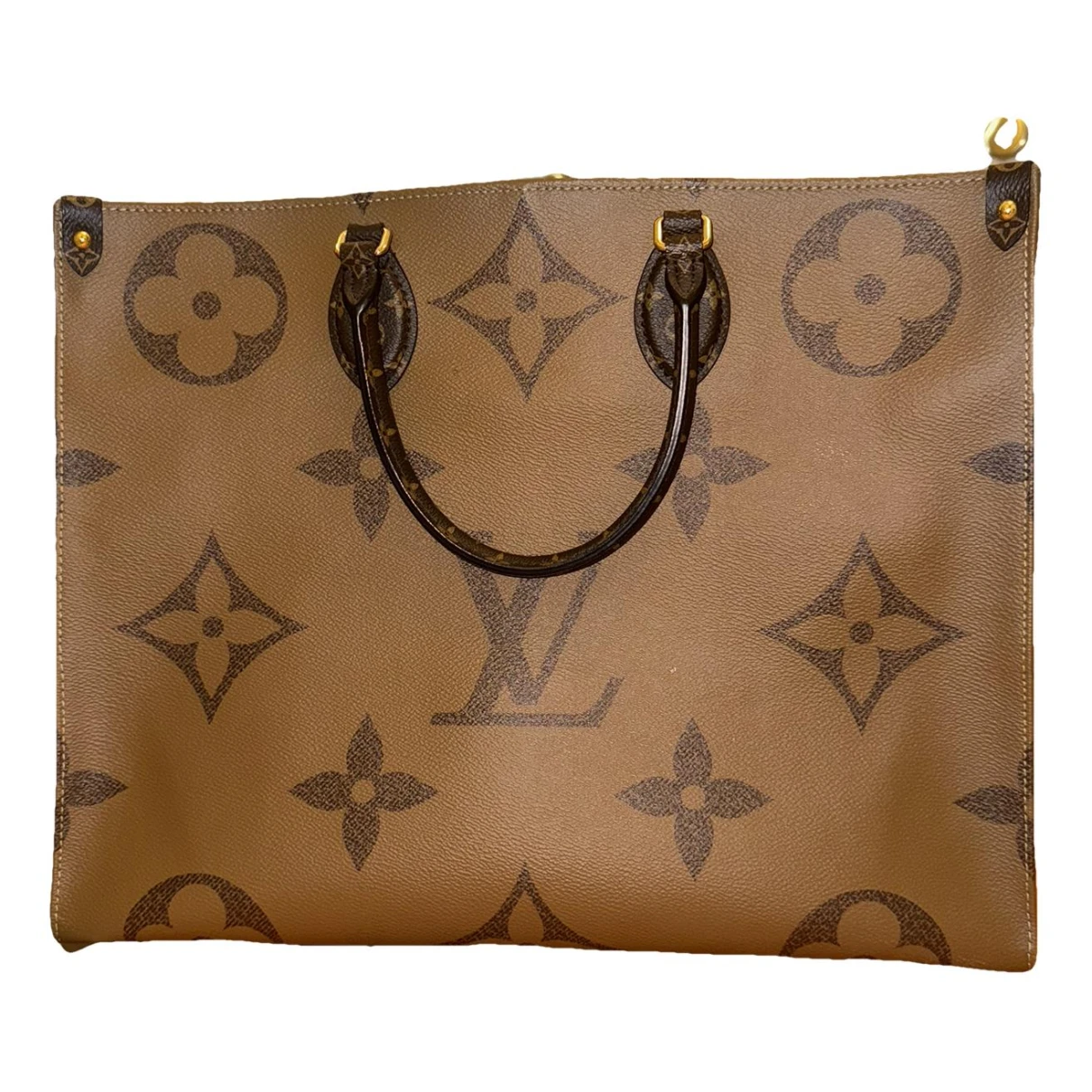 Pre-owned Louis Vuitton Onthego Leather Tote In Beige