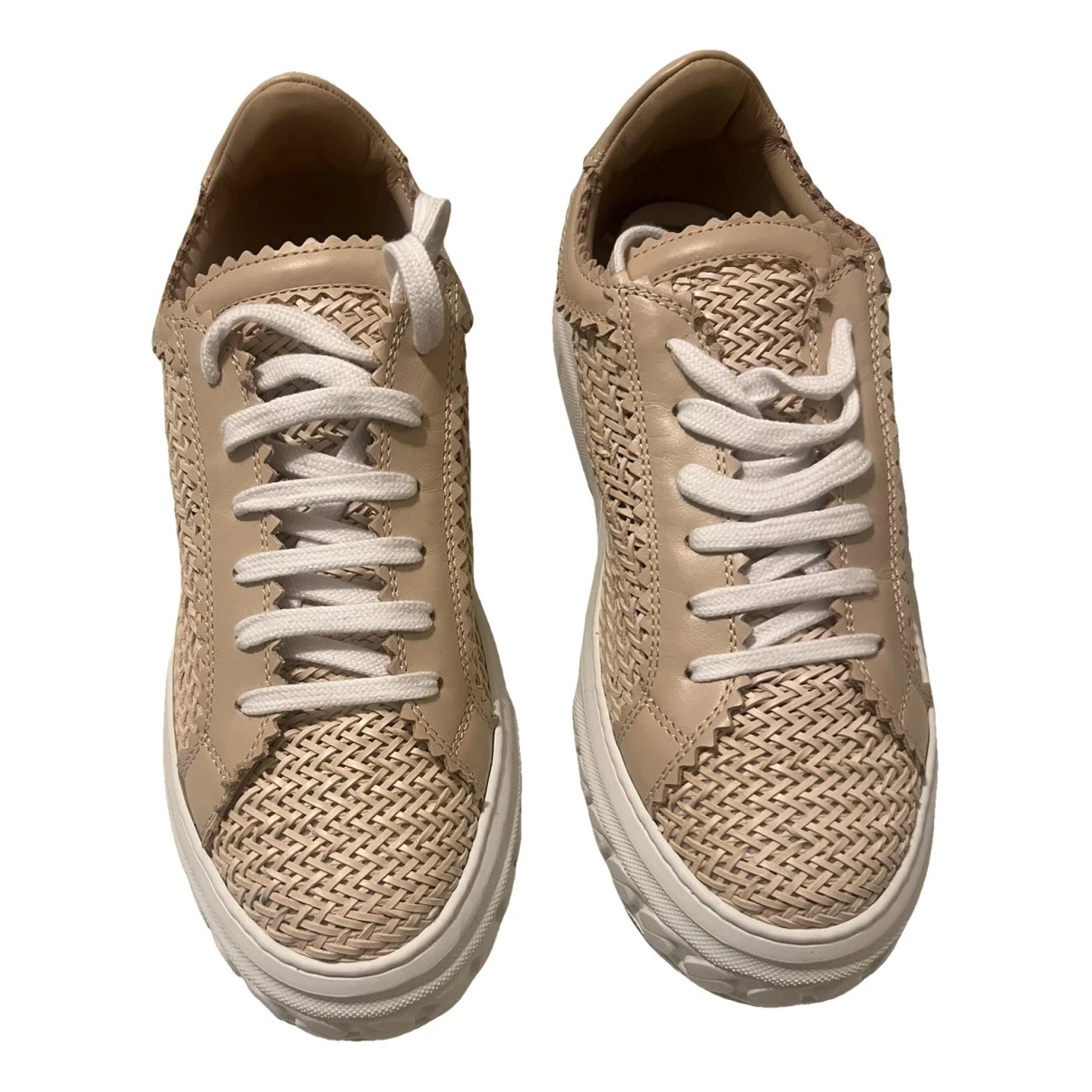 Pre-owned Casadei Leather Trainers In Beige