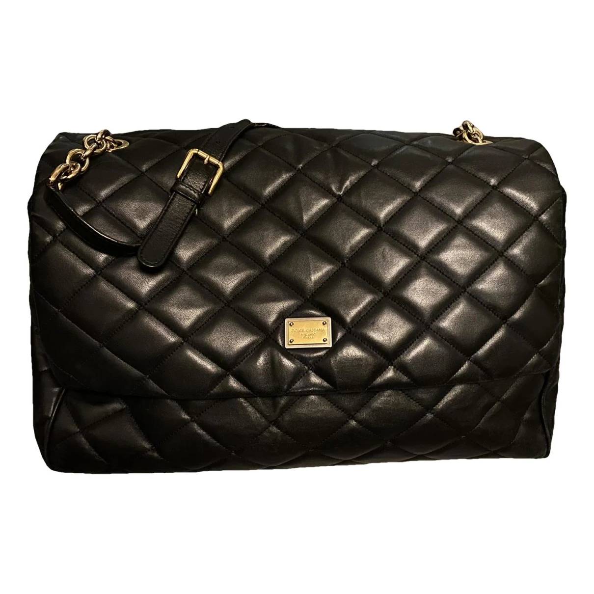Pre-owned Dolce & Gabbana Miss Charles Leather Handbag In Black