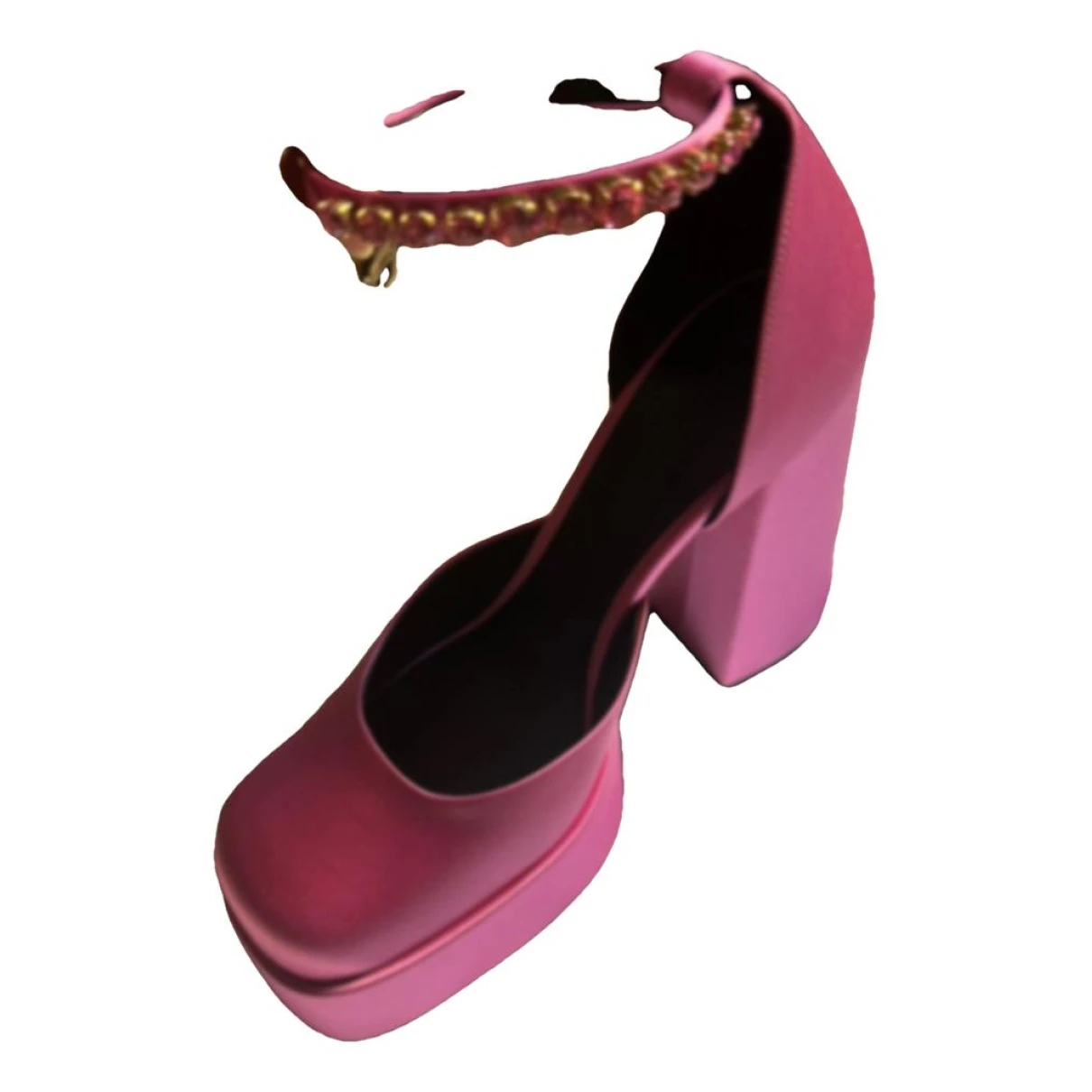 Pre-owned Versace Medusa Aevitas Cloth Heels In Pink