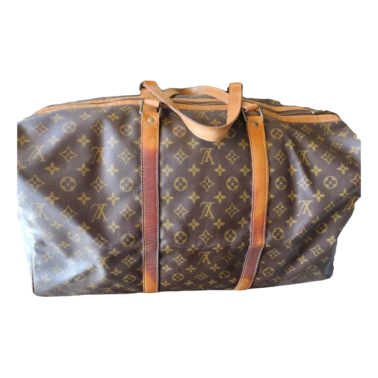 Pre-owned Louis Vuitton Sac Souple Leather Travel Bag In Brown