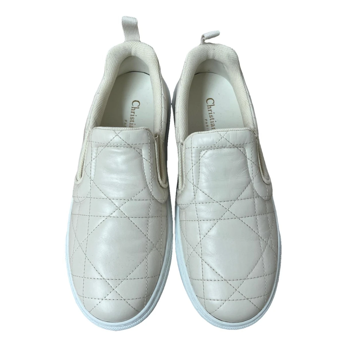 Pre-owned Dior Solar Leather Trainers In White