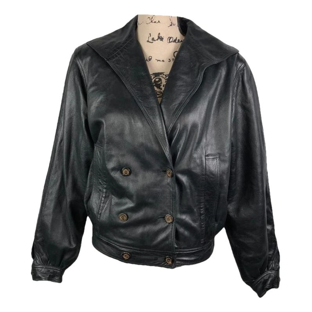 Pre-owned Loewe Leather Biker Jacket In Black