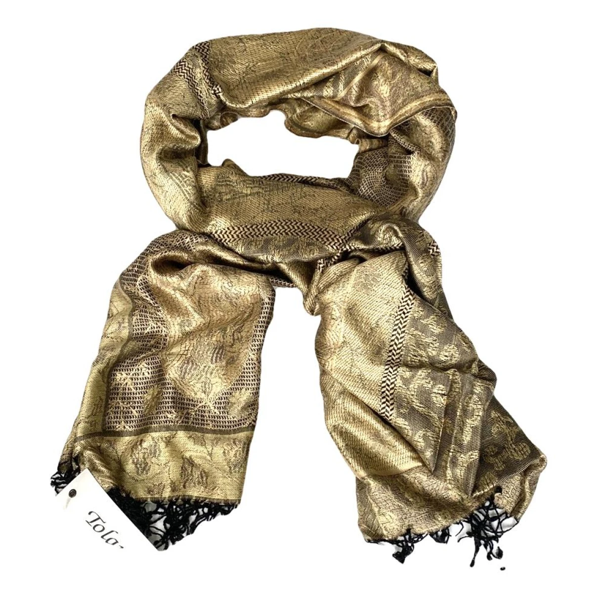 Pre-owned Tolani Silk Scarf In Gold
