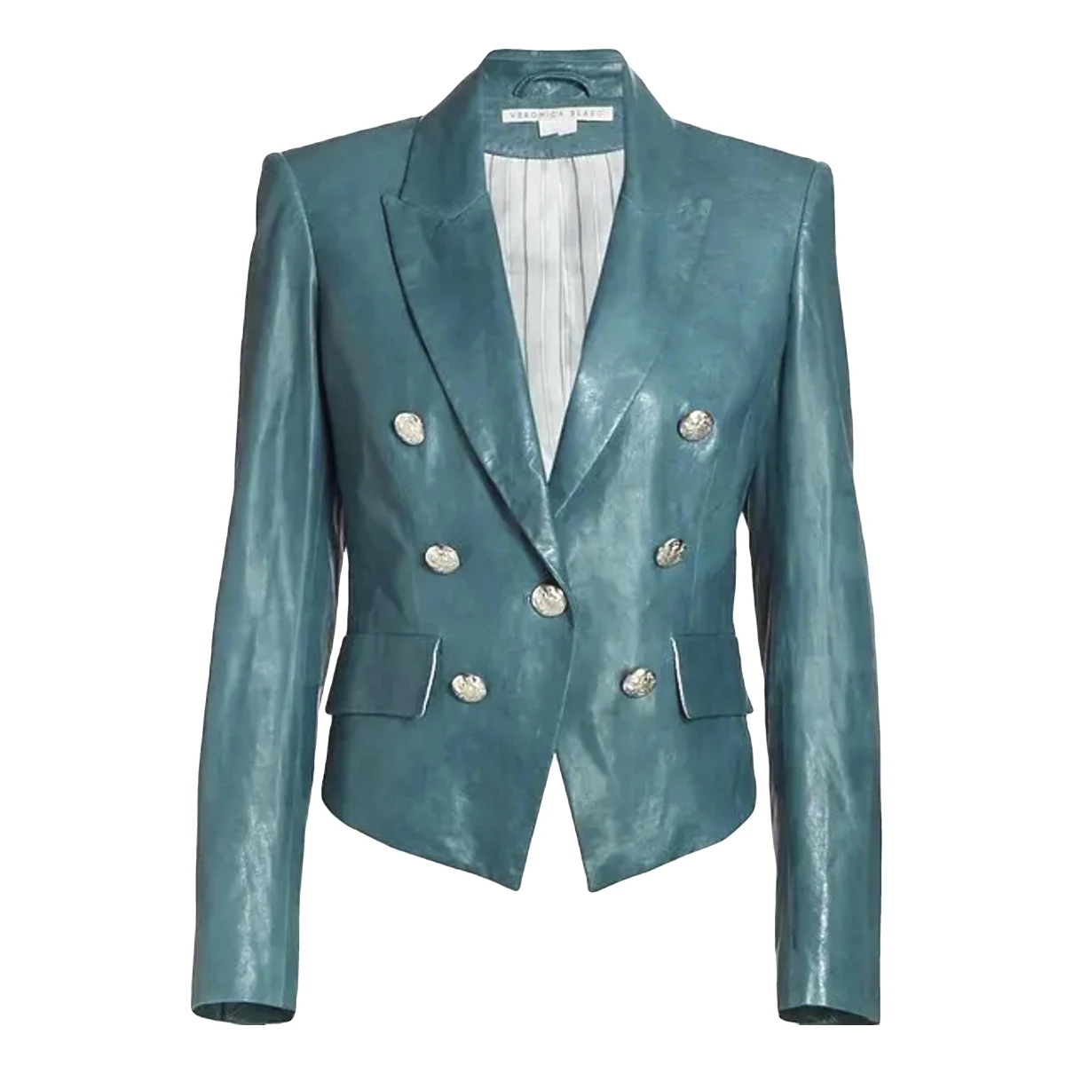 Pre-owned Veronica Beard Leather Blazer In Blue