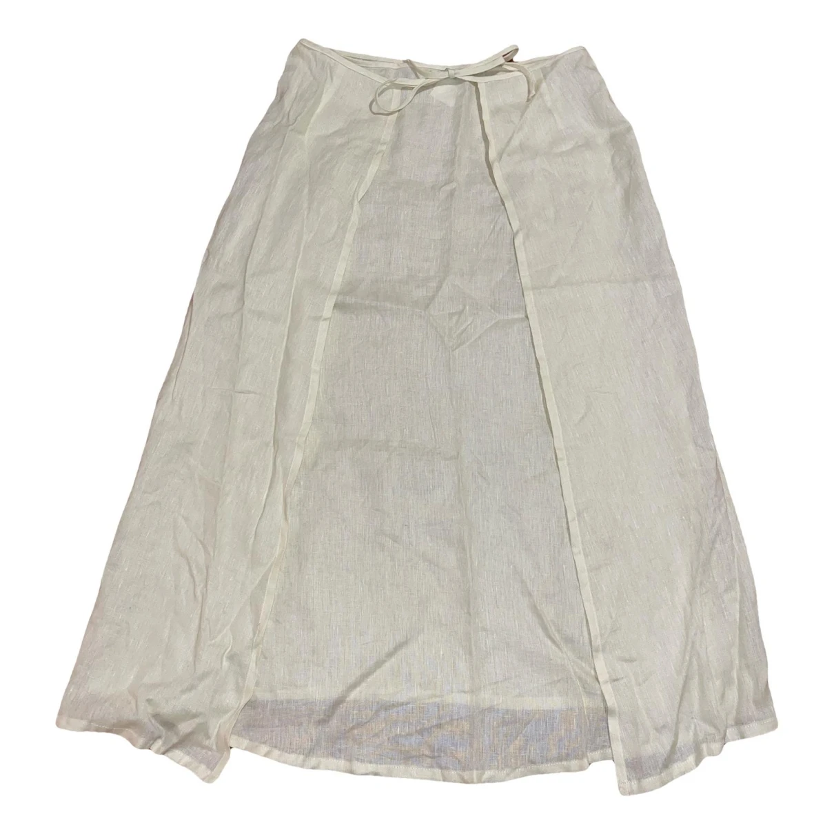 Pre-owned Loro Piana Linen Mid-length Skirt In Ecru