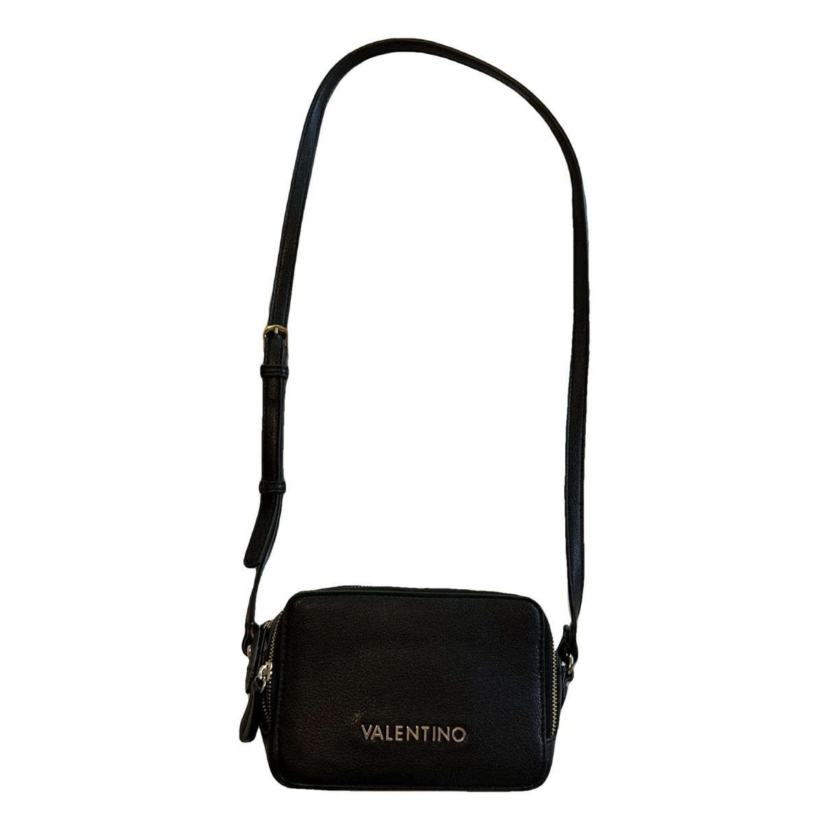 Pre-owned Valentino By Mario Valentino Vegan Leather Crossbody Bag In Black
