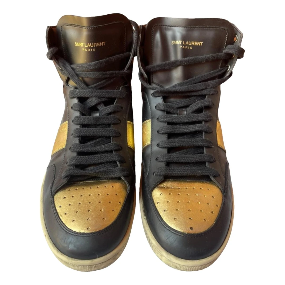 Pre-owned Saint Laurent Sl/100h Leather High Trainers In Multicolour
