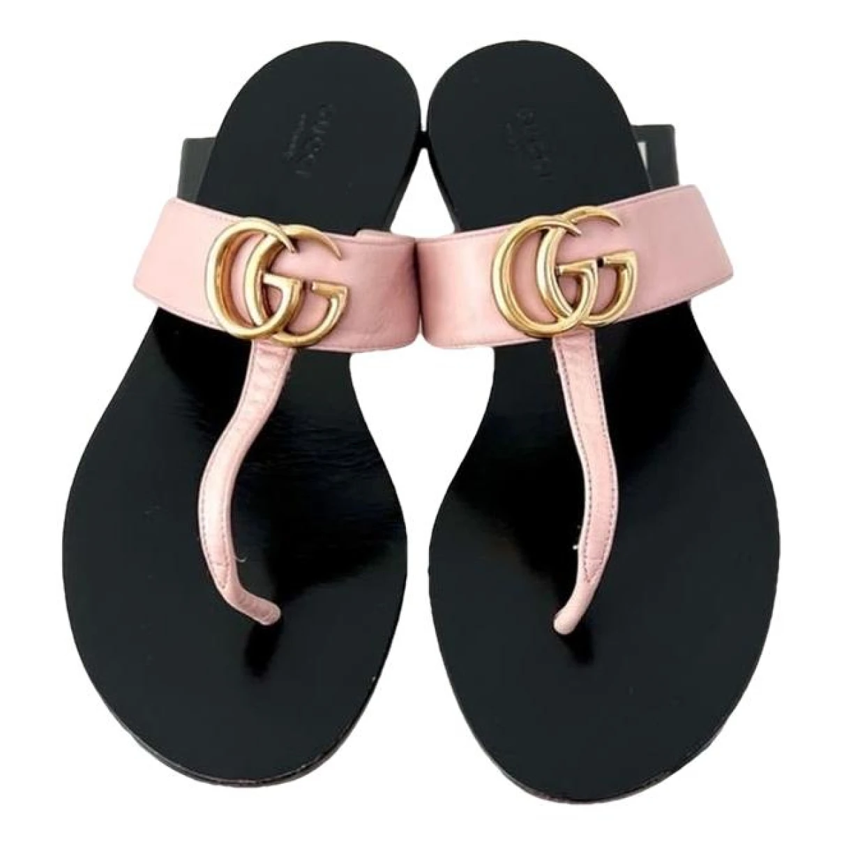 Pre-owned Gucci Marmont Leather Sandal In Pink
