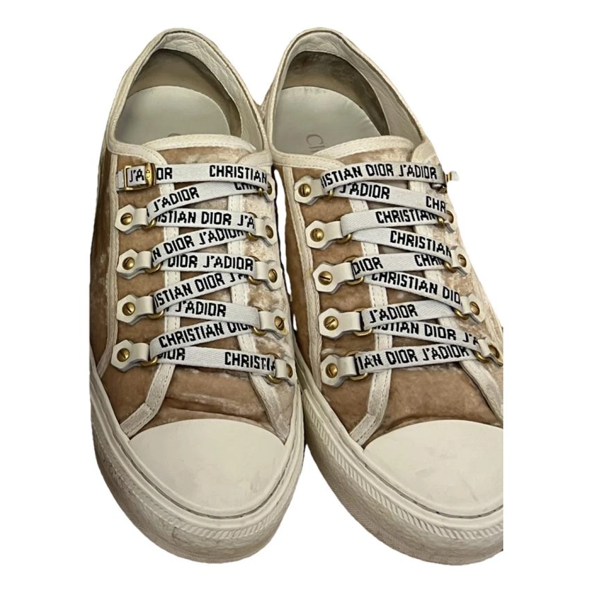 Pre-owned Dior Velvet Trainers In Beige