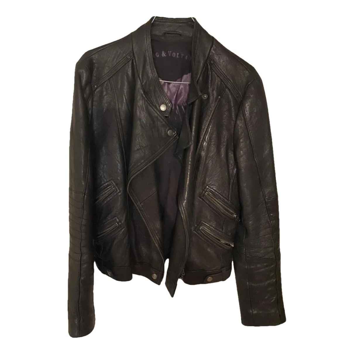 Pre-owned Zadig & Voltaire Leather Jacket In Black