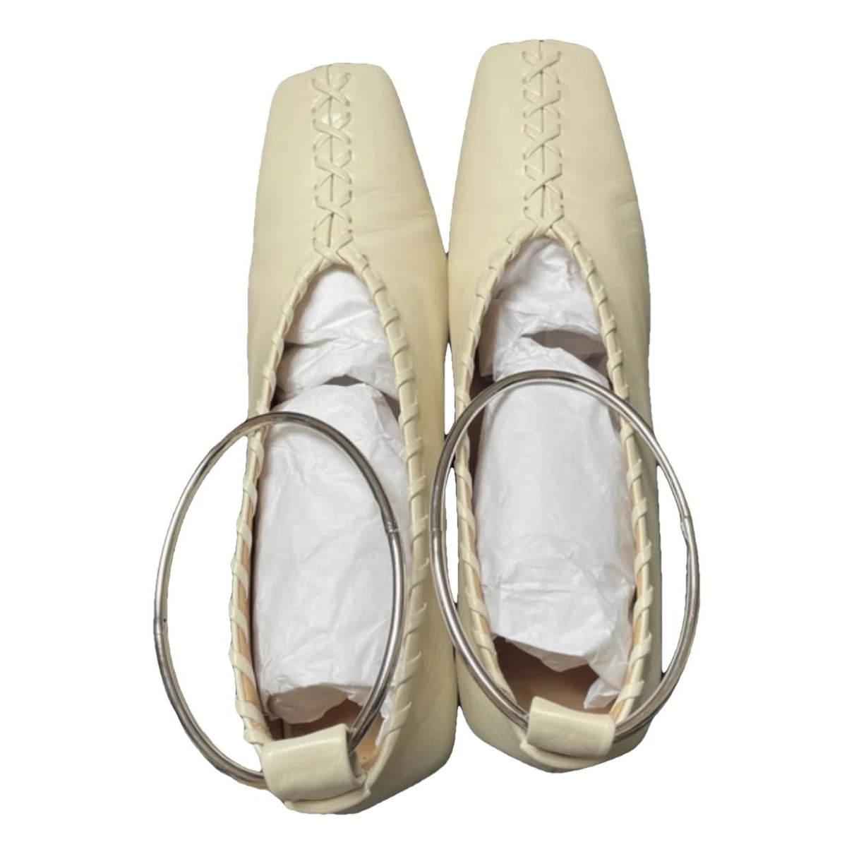 Pre-owned Jil Sander Leather Heels In White
