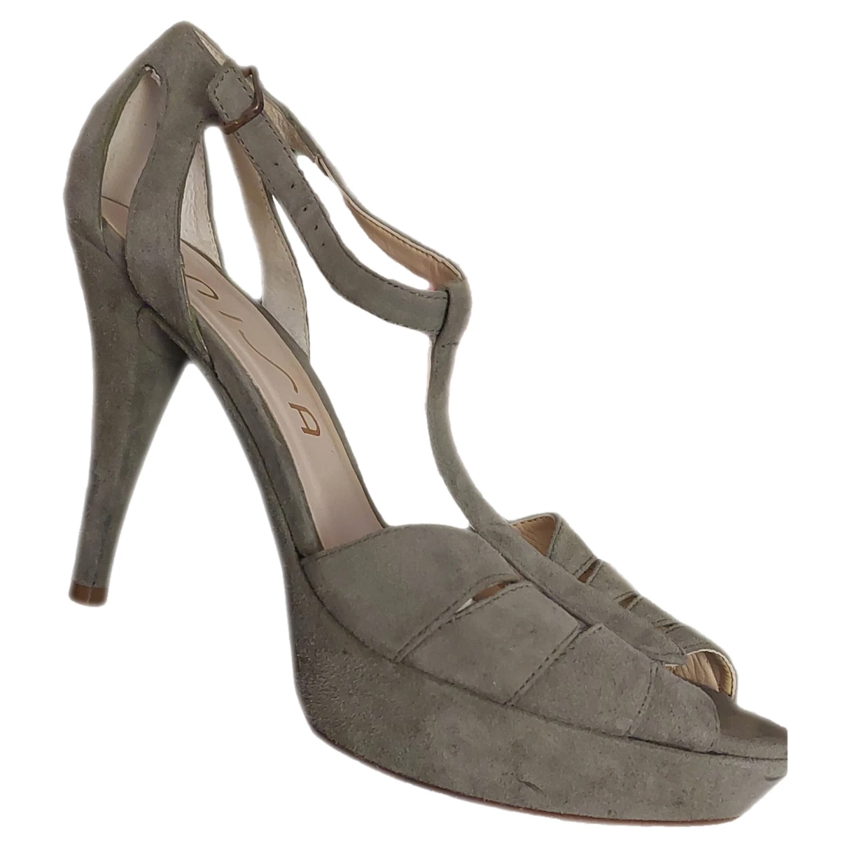 Pre-owned Unisa Leather Sandals In Khaki