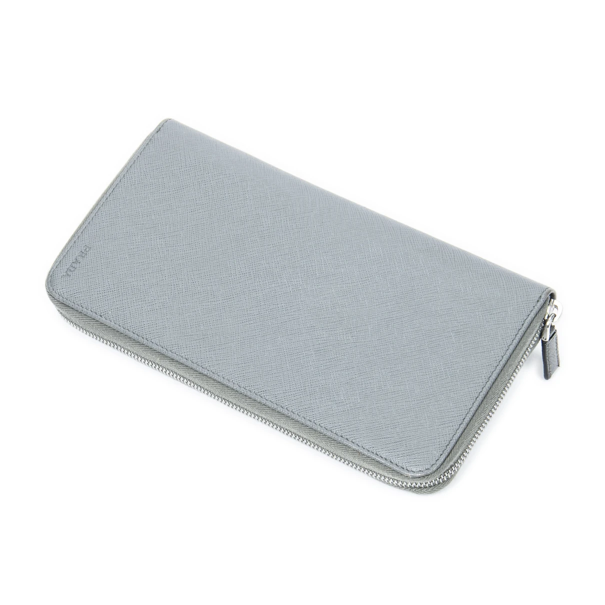 Pre-owned Prada Leather Wallet In Grey