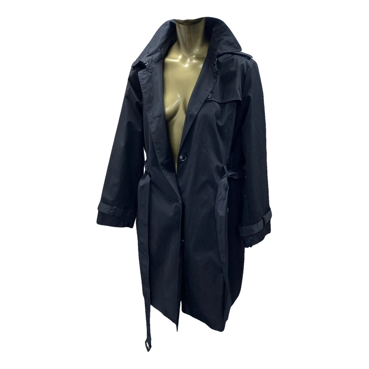 Pre-owned Dkny Trench Coat In Black
