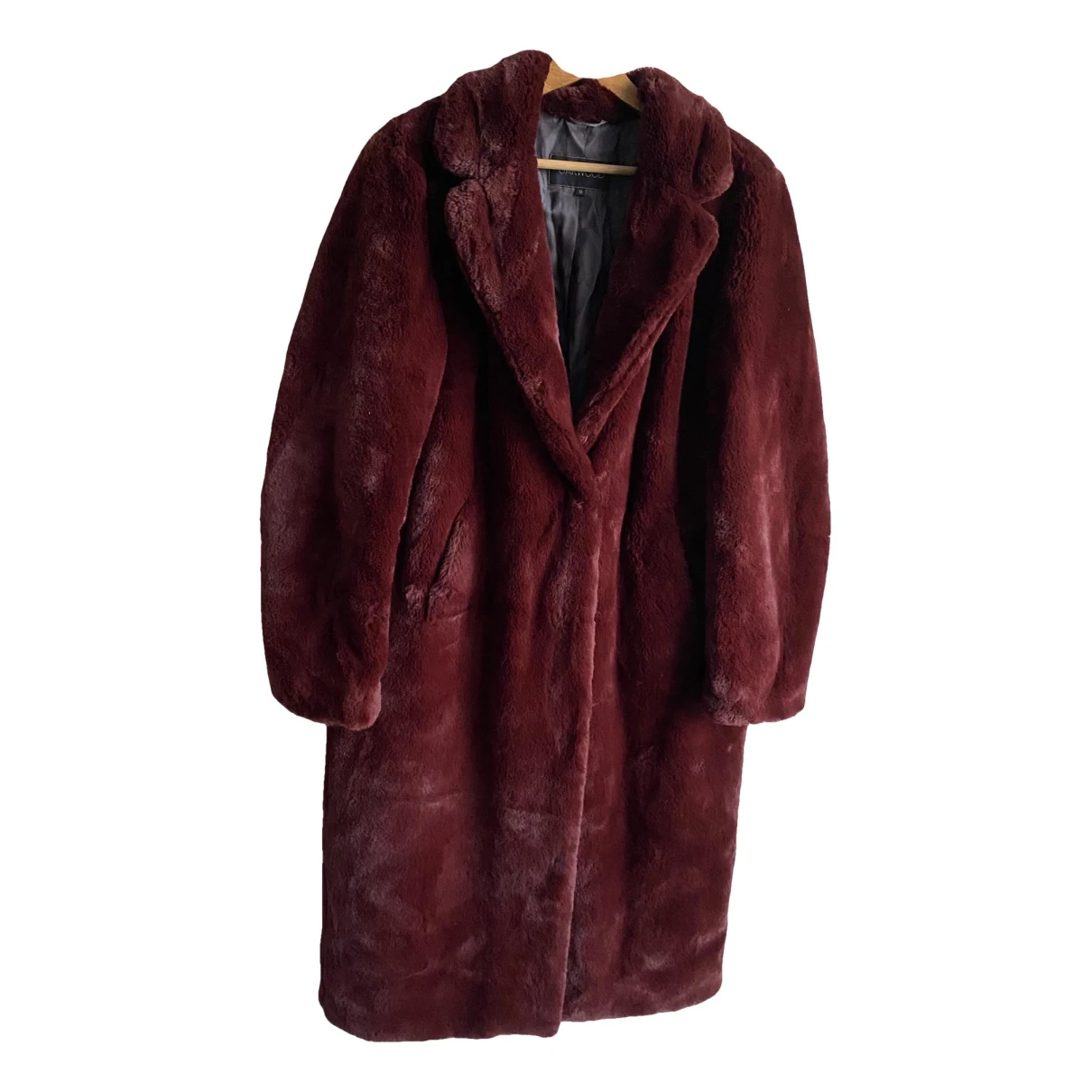 Pre-owned Oakwood Faux Fur Coat In Burgundy