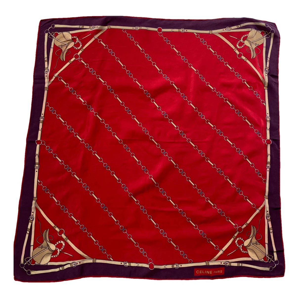 Pre-owned Celine Silk Scarf & Pocket Square In Red