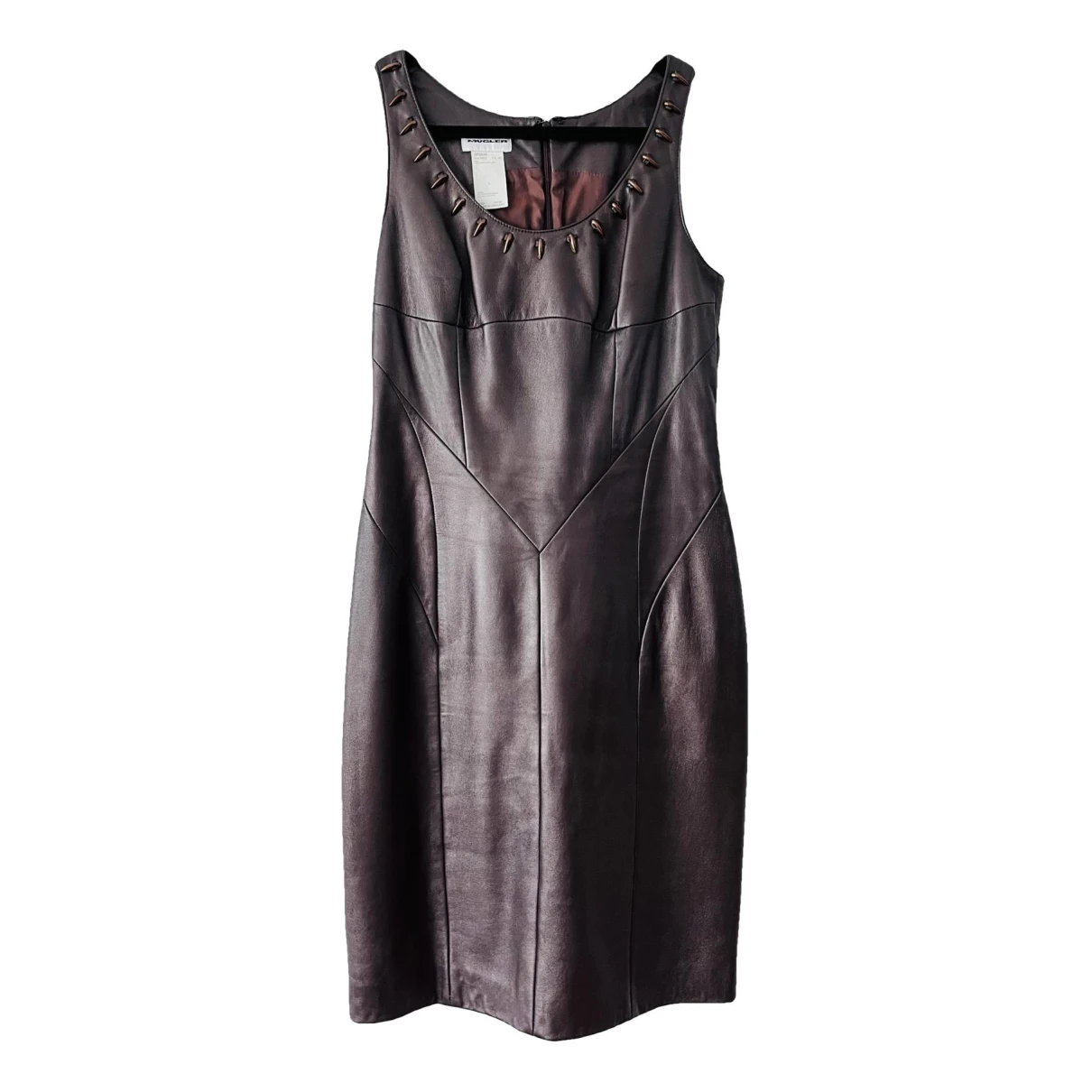 Pre-owned Mugler Leather Dress In Brown