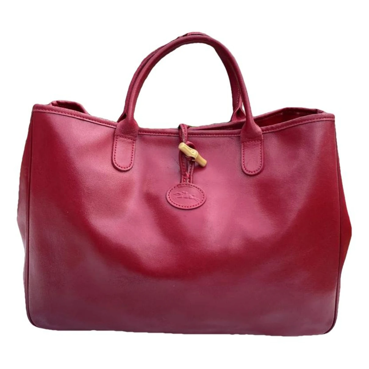 Pre-owned Longchamp Roseau Leather Handbag In Red