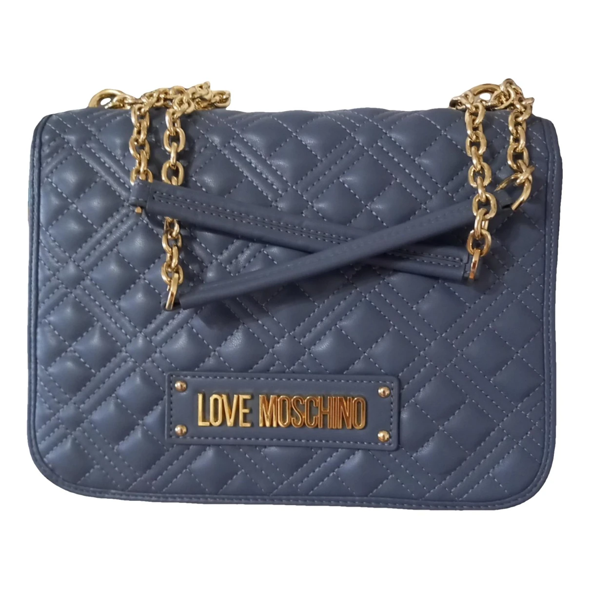 Pre-owned Moschino Love Vegan Leather Handbag In Blue