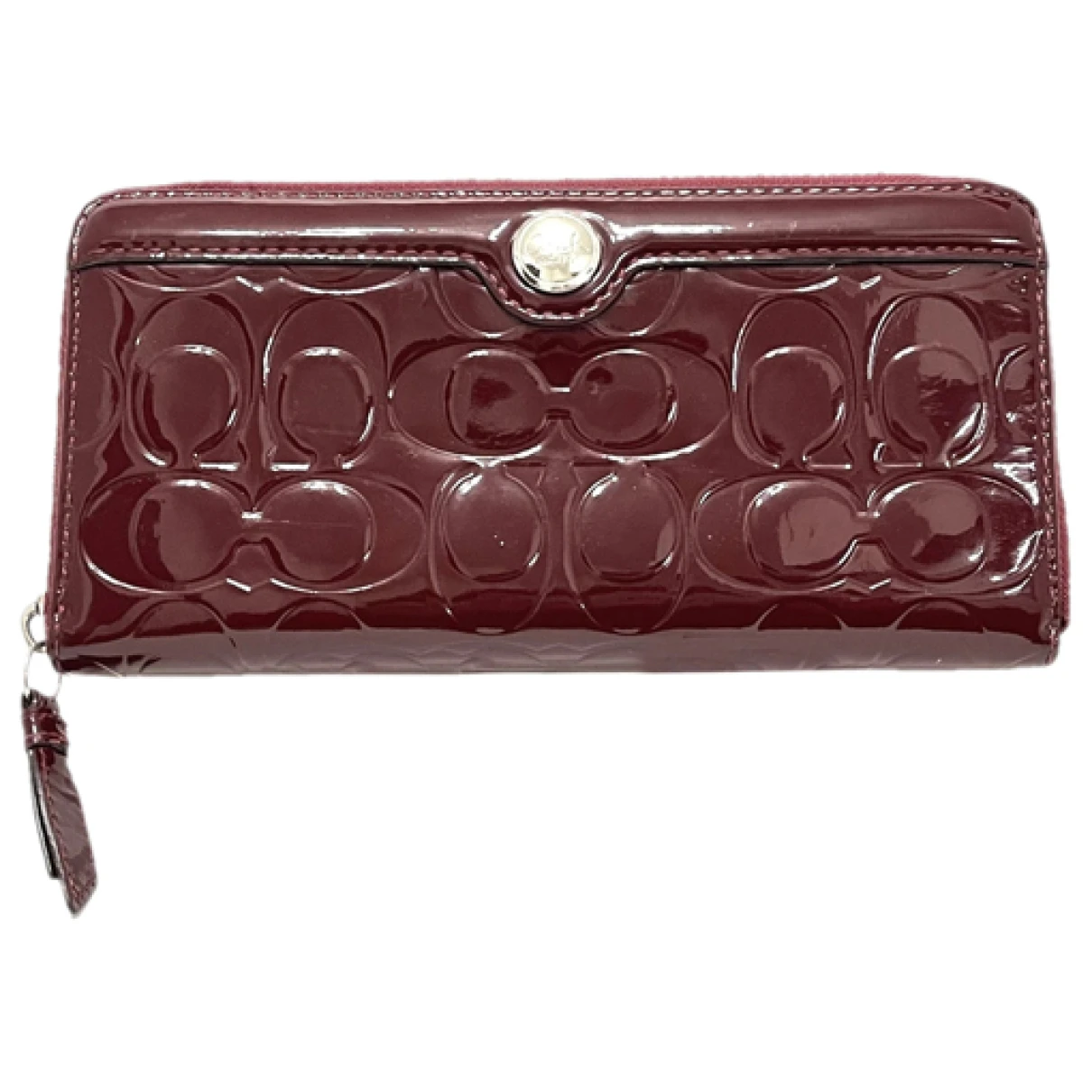 Pre-owned Coach Patent Leather Wallet In Burgundy