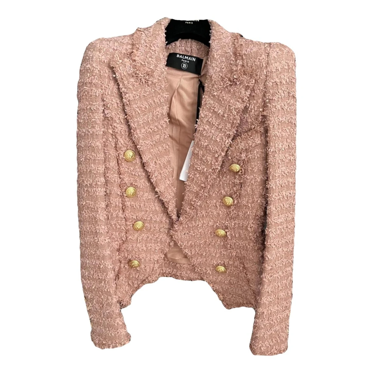 Pre-owned Balmain Tweed Blazer In Pink