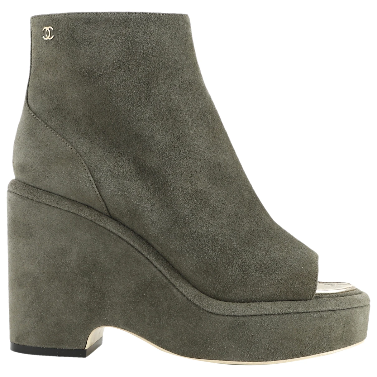 Pre-owned Chanel Ankle Boots In Khaki