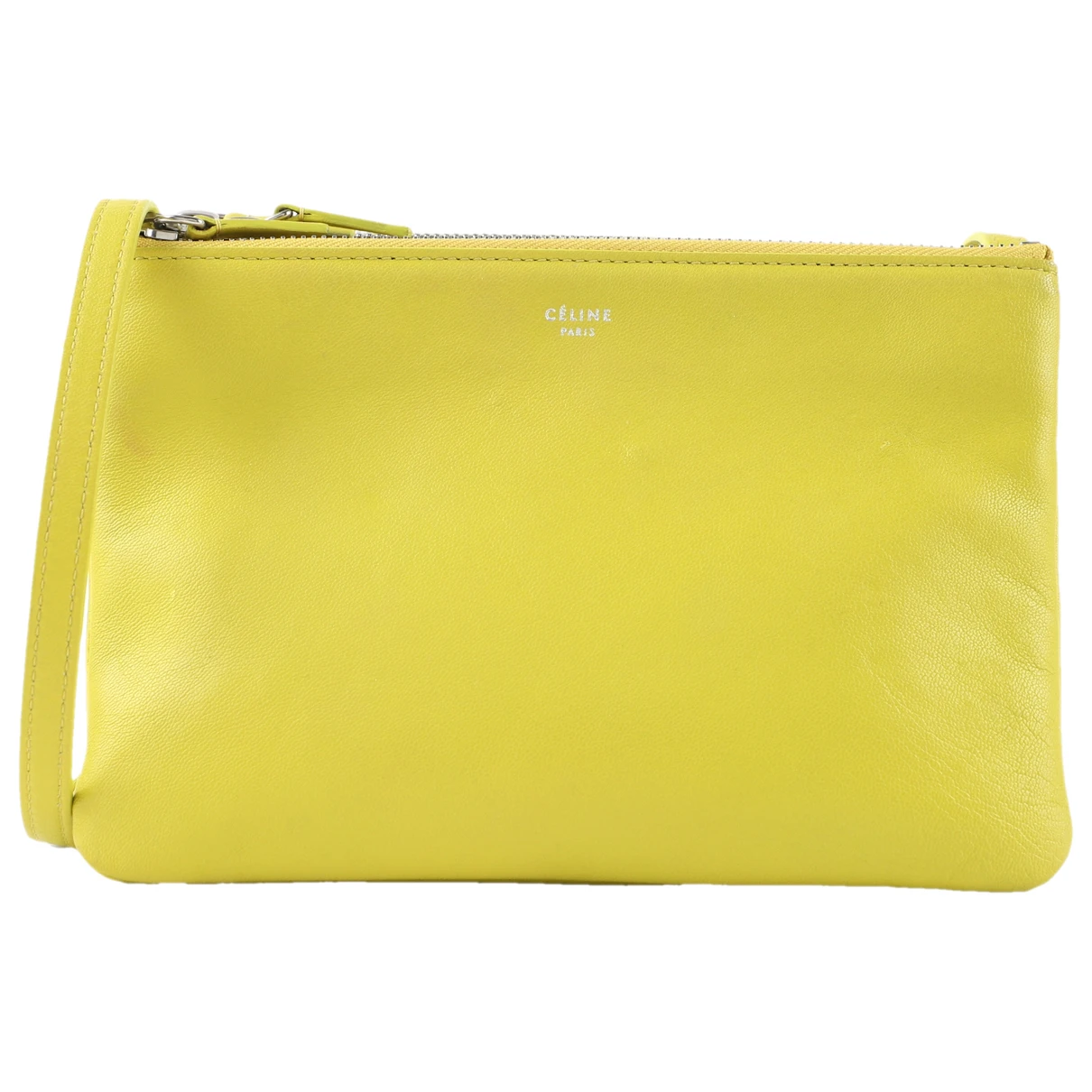 Pre-owned Celine Trio Leather Crossbody Bag In Yellow