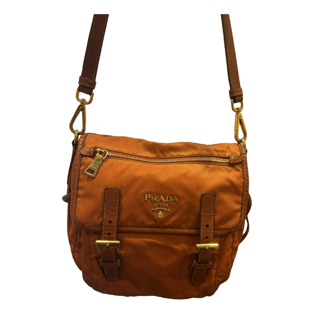 Pre-owned Prada Cloth Crossbody Bag In Orange