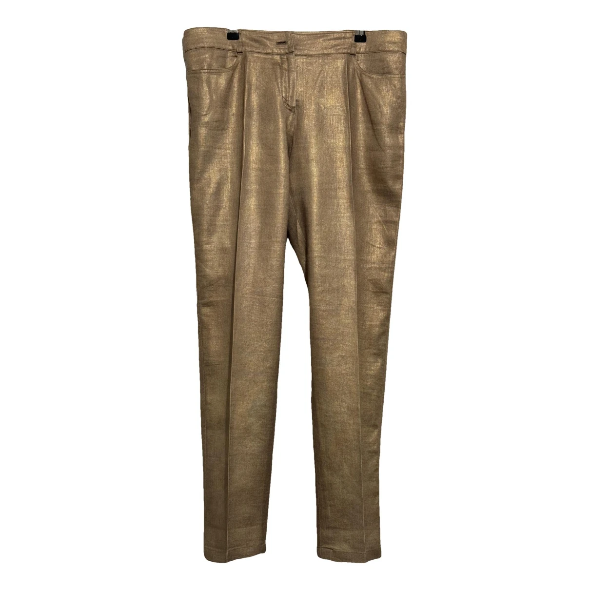 Pre-owned Chanel Linen Straight Pants In Gold