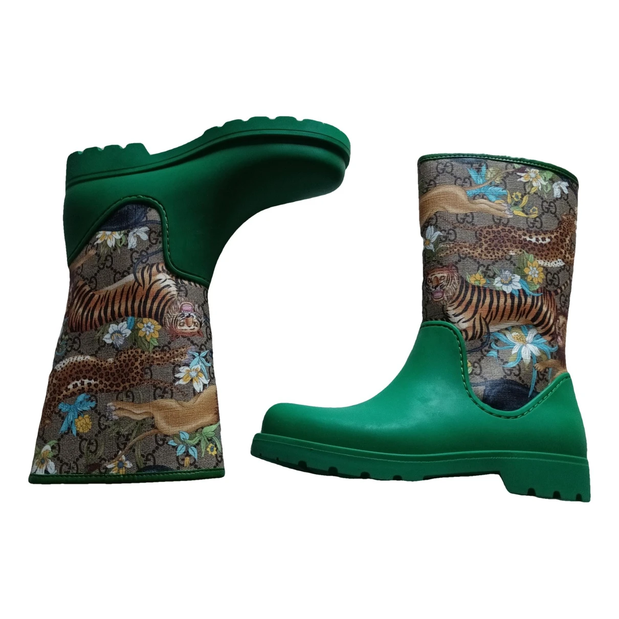 Pre-owned Gucci Wellington Boots In Green