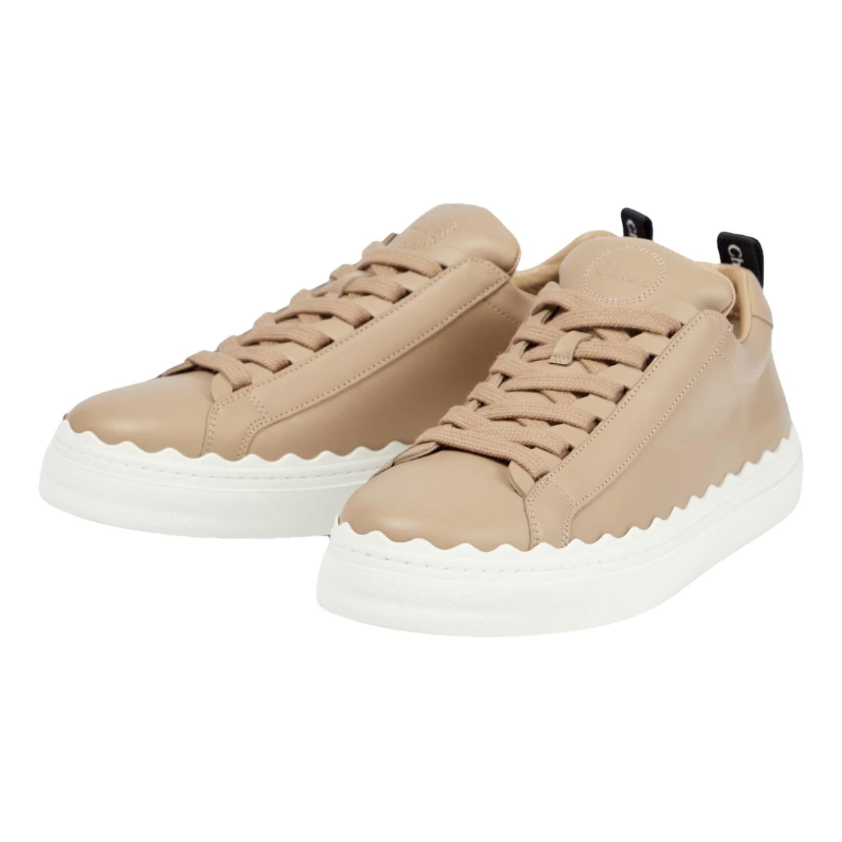 Pre-owned Chloé Lauren Leather Trainers In Beige