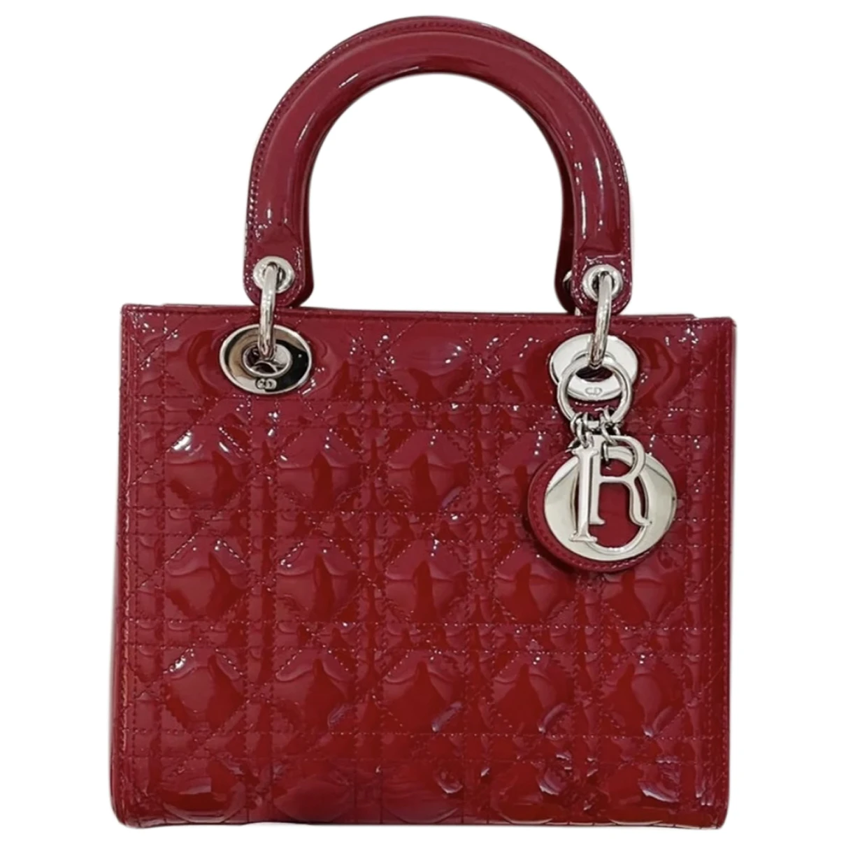 Pre-owned Dior Patent Leather Handbag In Burgundy