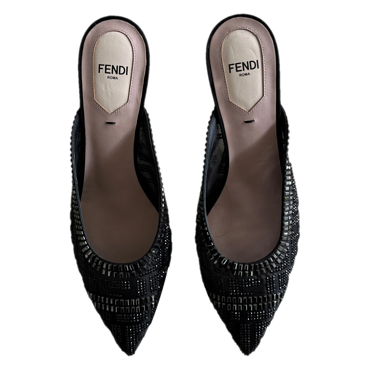 Pre-owned Fendi Glitter Heels In Black