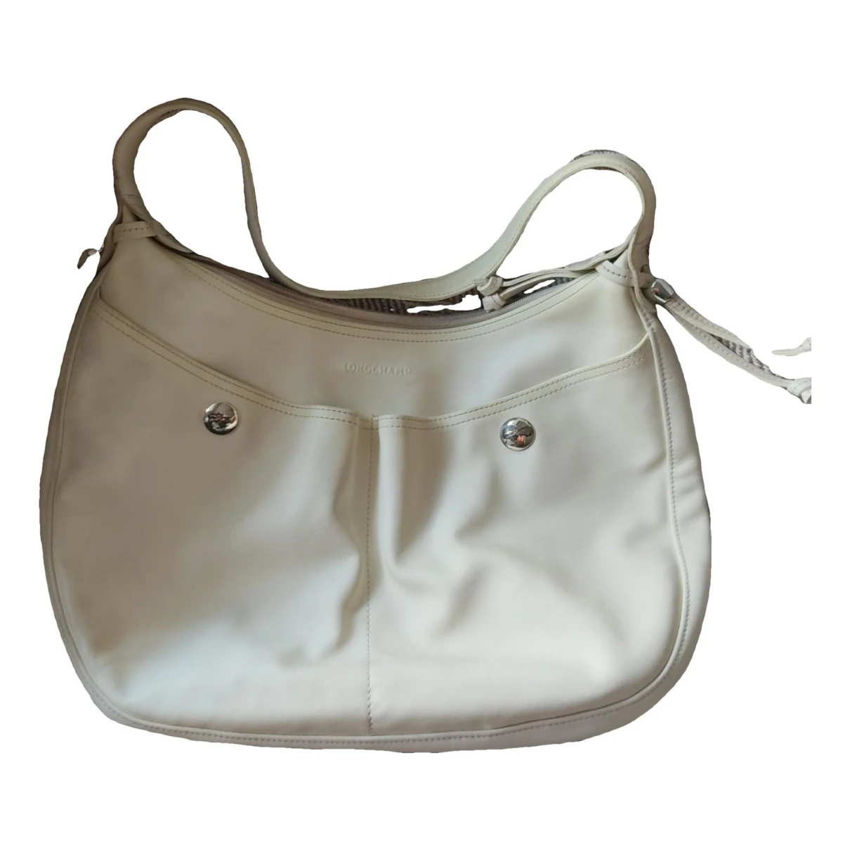 Pre-owned Longchamp Leather Handbag In White