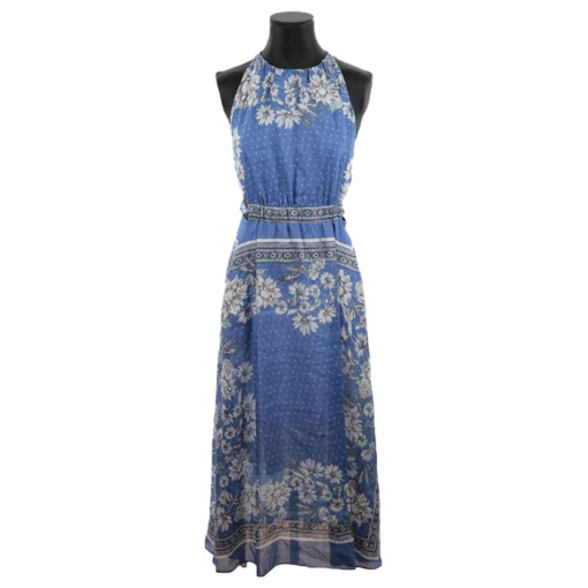 Pre-owned Sandro Linen Maxi Dress In Blue