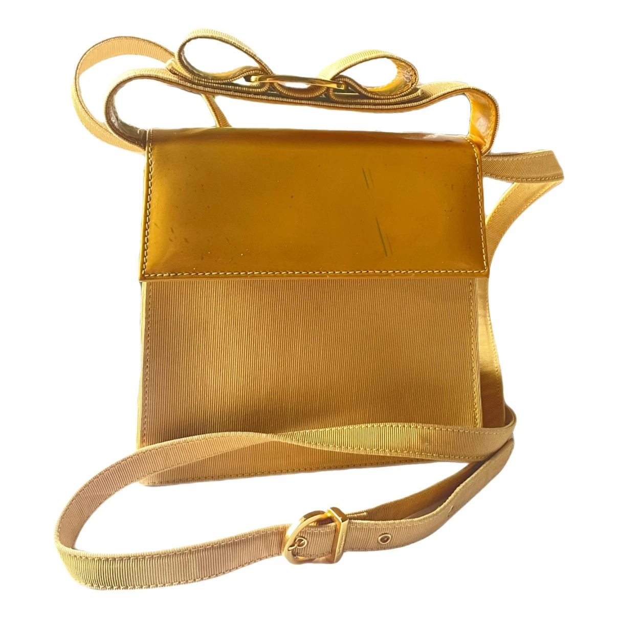 Pre-owned Ferragamo Leather Clutch Bag In Gold