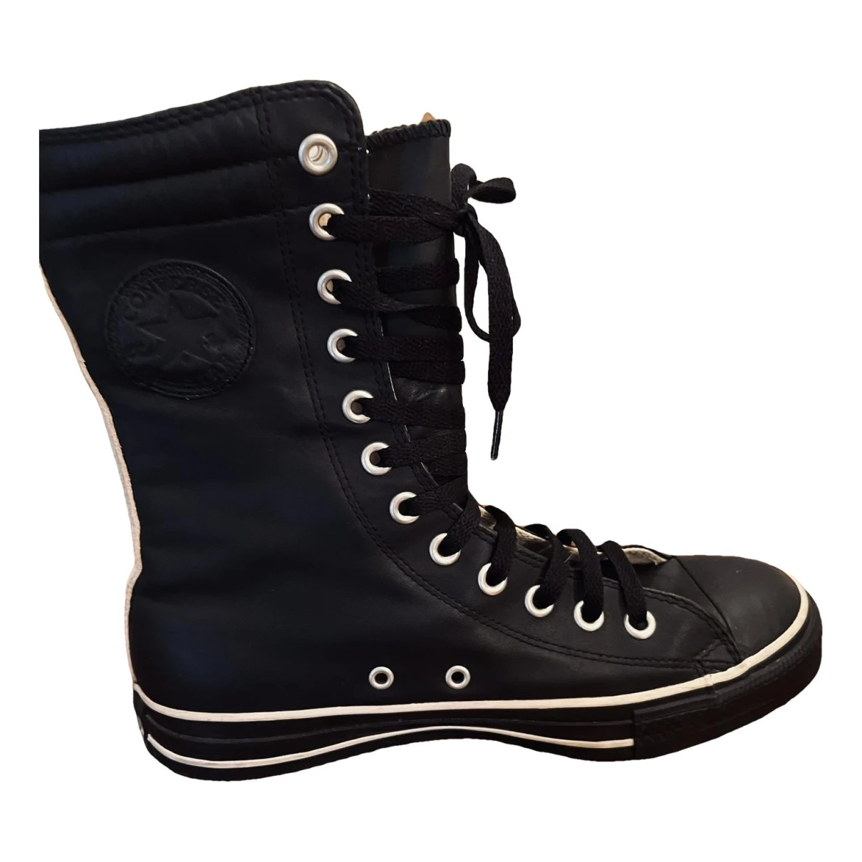 Pre-owned Converse Leather Boots In Black