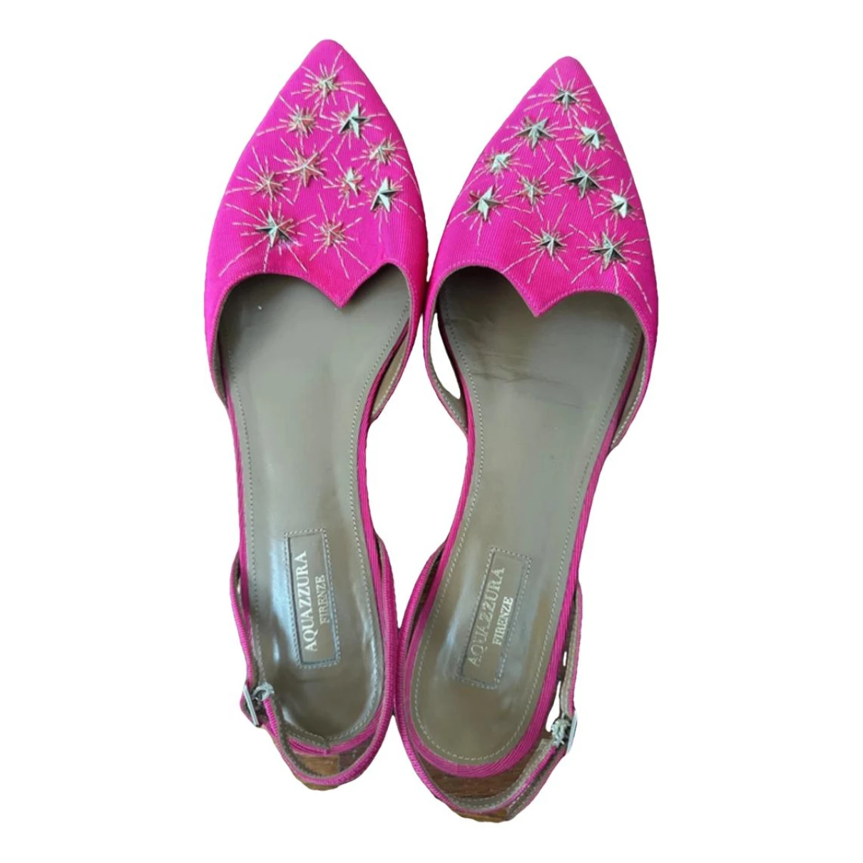 Pre-owned Aquazzura Leather Ballet Flats In Pink