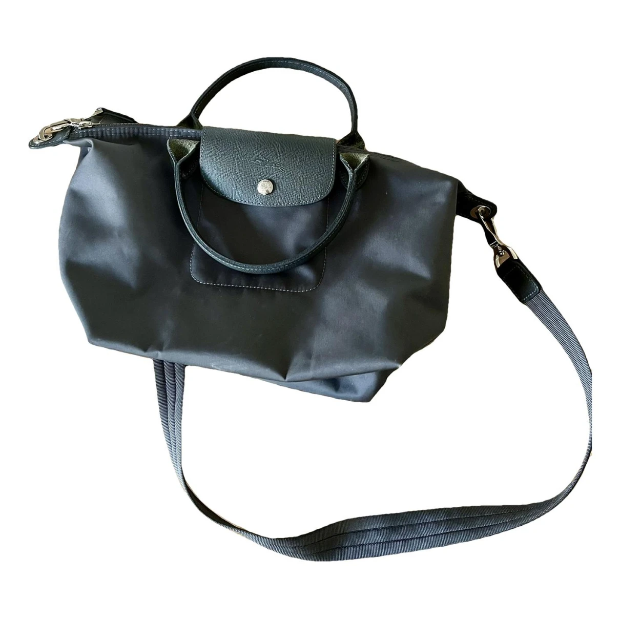Pre-owned Longchamp Pliage Crossbody Bag In Grey