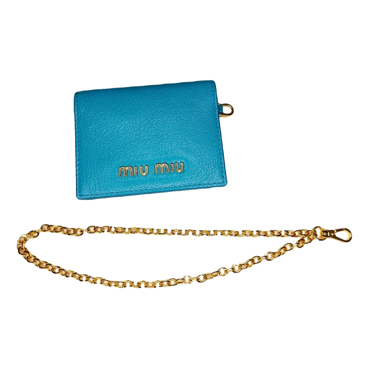 Pre-owned Miu Miu Leather Wallet In Turquoise