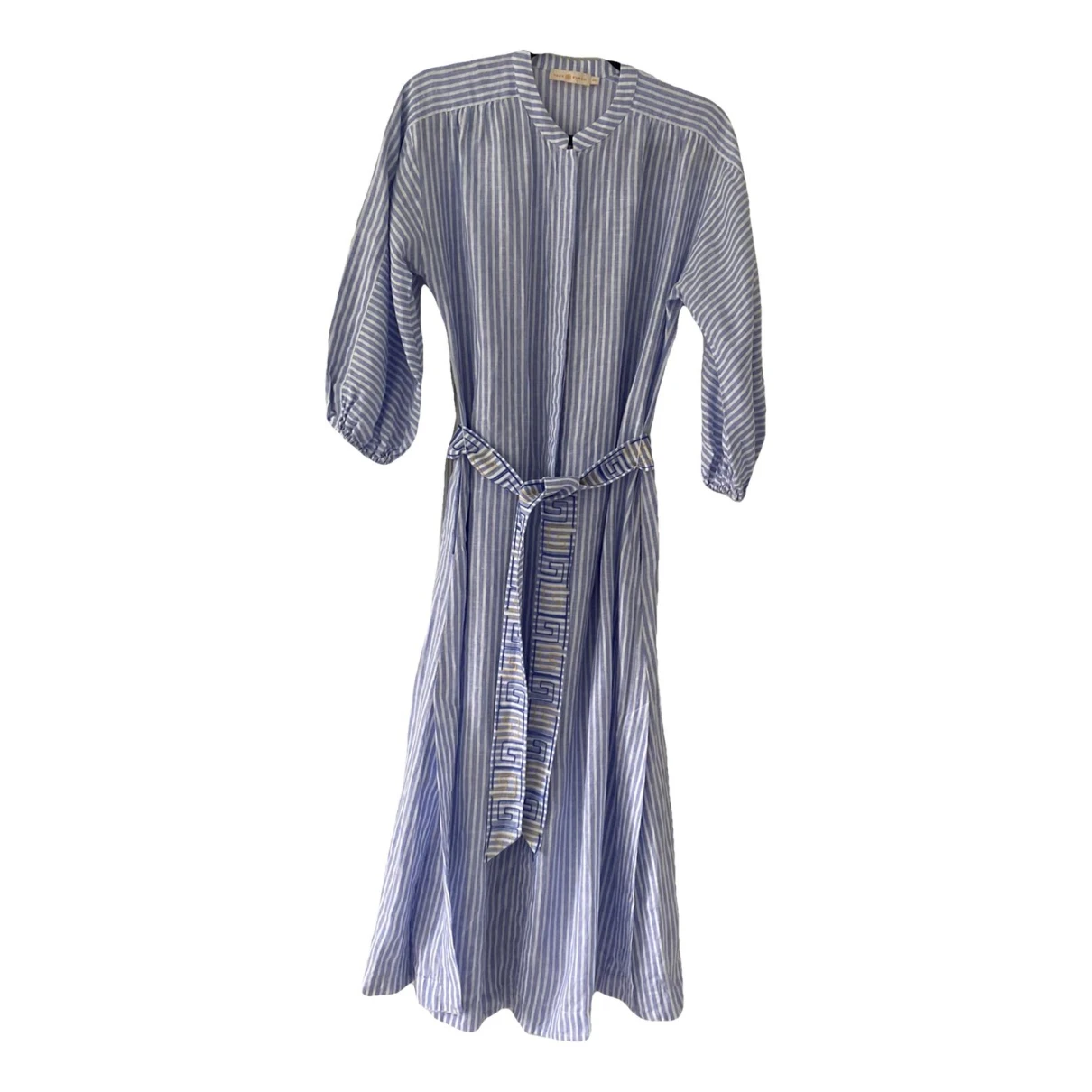 Pre-owned Tory Burch Linen Dress In Blue