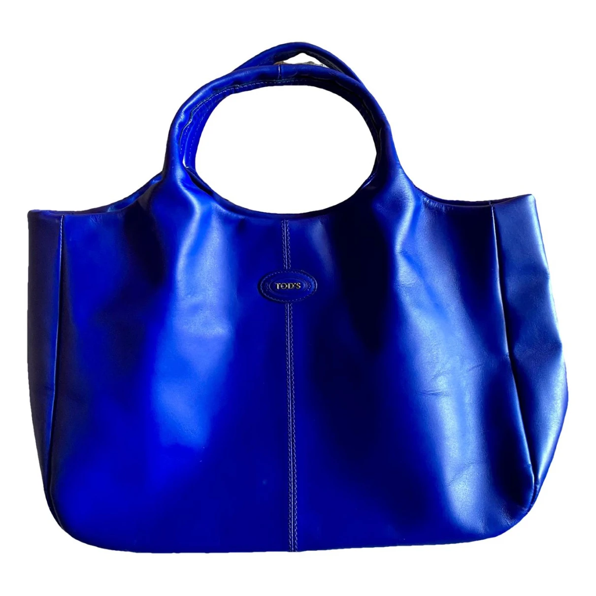 Pre-owned Tod's Shopping Media Leather Handbag In Blue