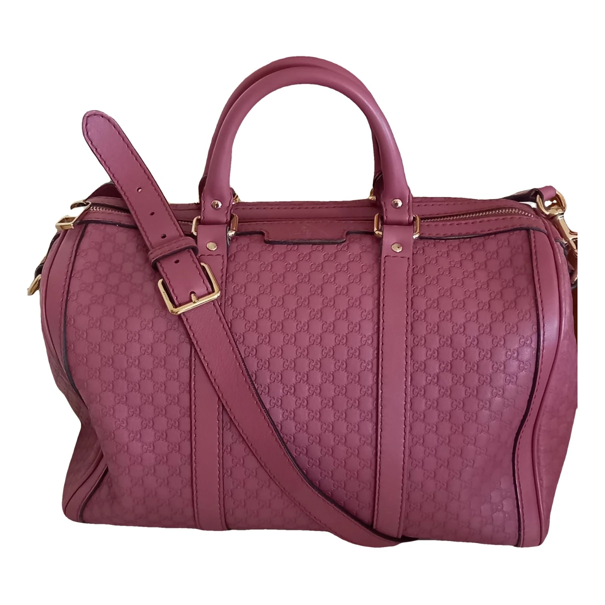 Pre-owned Gucci Boston Leather Handbag In Purple