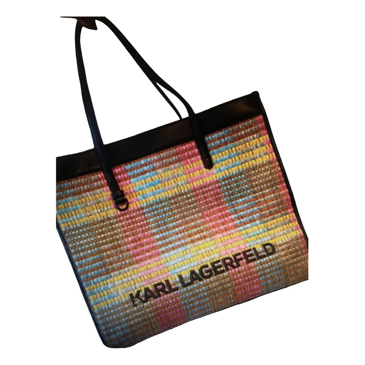 Pre-owned Karl Lagerfeld Vegan Leather Tote In Multicolour